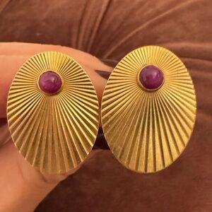 14k vintage fluted oval cufflink set